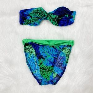 Blue and green pattern bathing suit